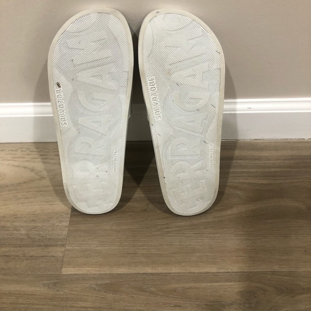 Salvatore Ferragamo Groove Men's Sandals Size 9 Slide White - Picture 8 of 8